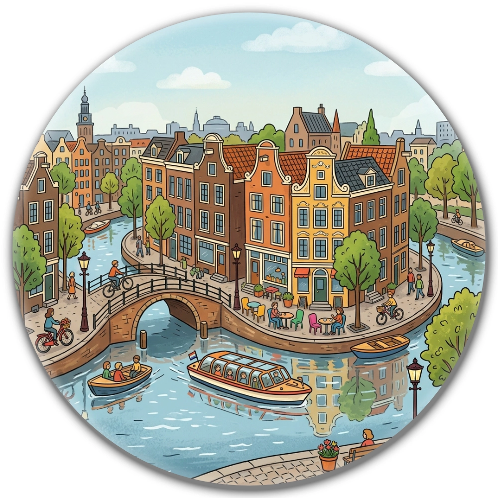 przypinka turystyczna Kanały Amsterdamu.webp