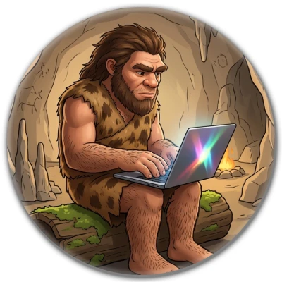 Przypinka pin Mohilo – Zdalna praca w epoce kamienia 58mm