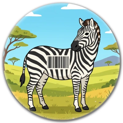 Przypinka pin Mohilo – Zebra: Kod kreskowy 58mm