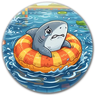 Przypinka pin Mohilo – Płaczący rekin w kole 58mm