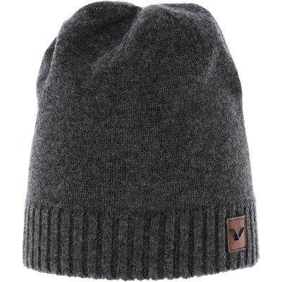 Czapka z wełny merino Viking Berit 08 szara z brązową naszywką