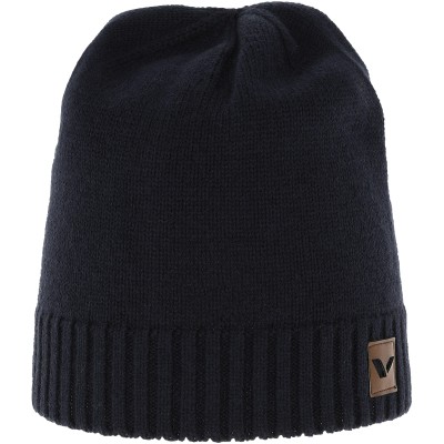 Czapka z wełny merino Viking Berit 09 czarna z brązową naszywką