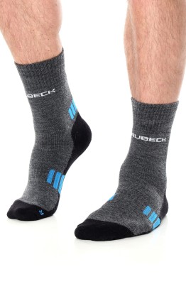 Skarpetki outdoorowe męskie z merino Brubeck Trekking Light BTR002/M grafit/niebieski
