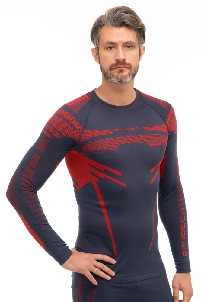 Bluza termoaktywna męska Brubeck Dry LS15700 granat/czerwony