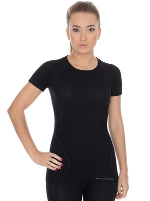 Koszulka termoaktywna damska Brubeck Active Wool SS11700 czarny