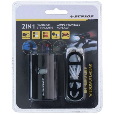Lampka rowerowa na kask 2w1 USB Dunlop 472843
