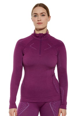 Bluza termoaktywna damska z zamkiem Brubeck Extreme Merino LS16090 fuksjowy