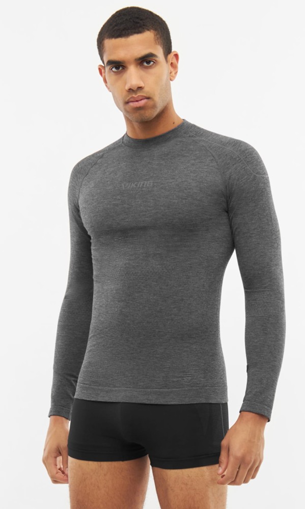 Bluza termoaktywna męska z wełny merino Viking Lava Primaloft Longsleeve 1908 szaro-granatowy