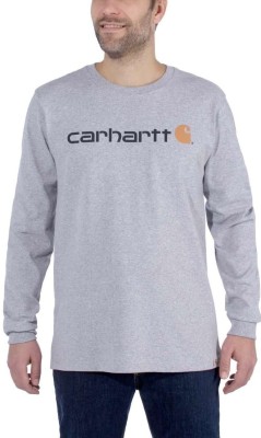 Koszulka męska z długim rękawem Carhartt Relaxed Fit Heavyweight Long-Sleeve Logo Graphic Heather Grey