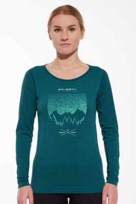 Koszulka termoaktywna z długim rękawem damska Brubeck Outdoor Wool Pro LS14150A zielony góry